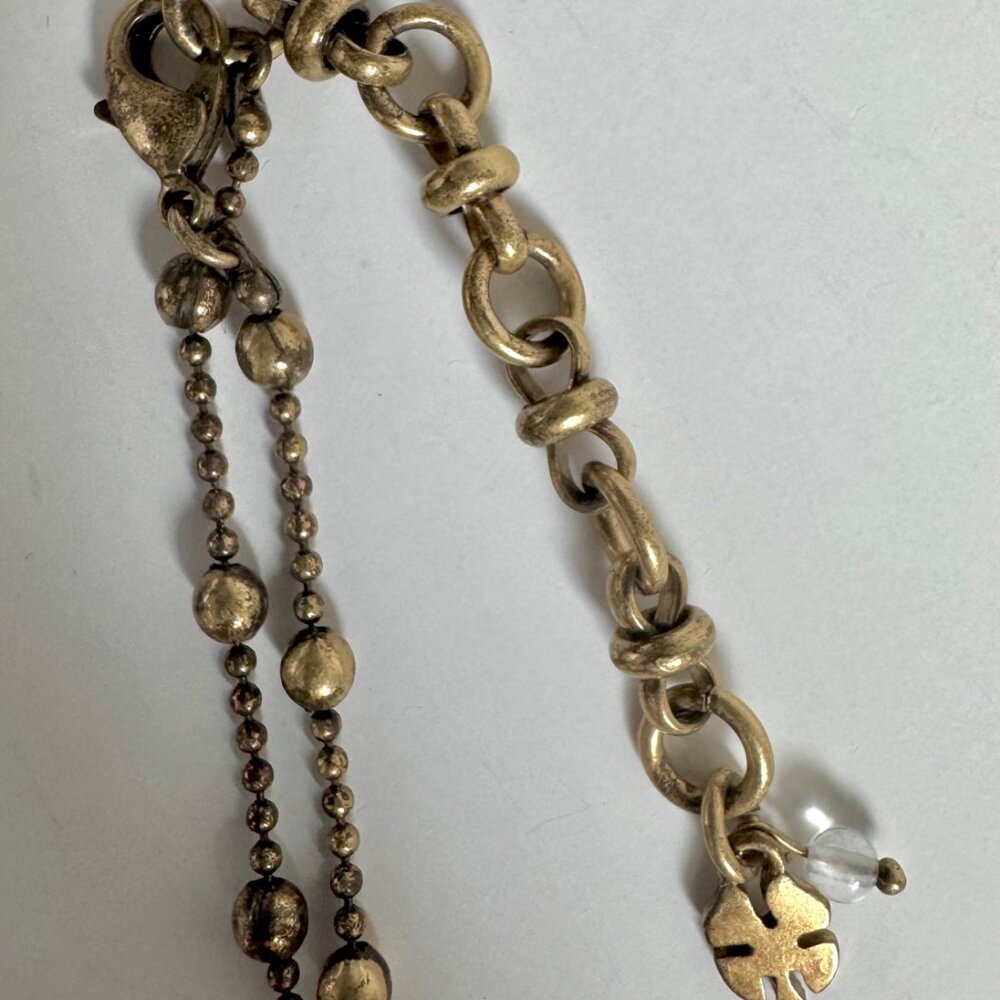 Vintage Lucky Gold Tone Moonglow Pendant Necklace with Matching Dangle Earrings - Picture 7 of 16